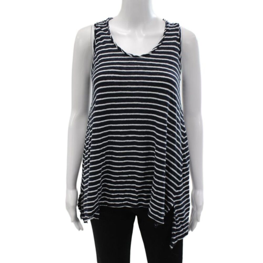 Calypso Saint Barth Womens Linen Striped Sleeveless Tunic Blue Size 2XS